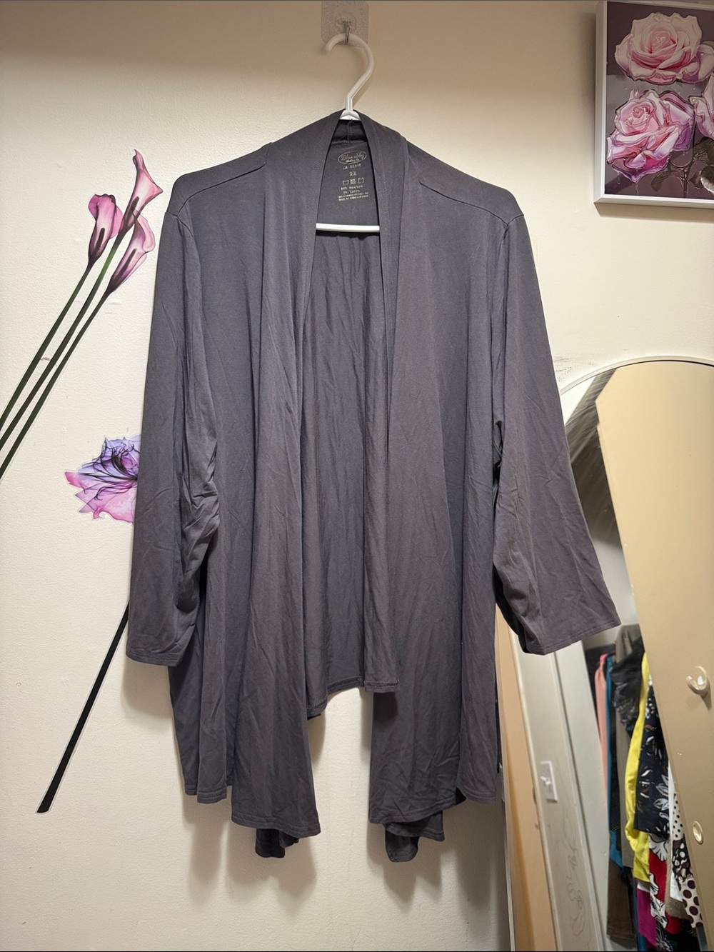 Blue Sky Charcoal Open-Front Women's Cardigan